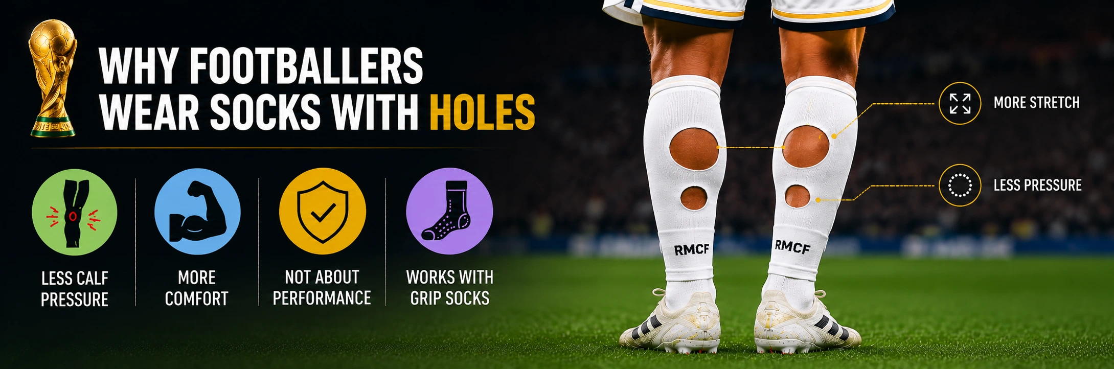 Why footballers wear socks with holes in FIFA World Cup 2026 for comfort and reduced calf pressure.
